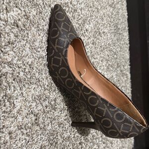 Calvin Klein Brown Logo Pointed-Toe Stiletto Pump